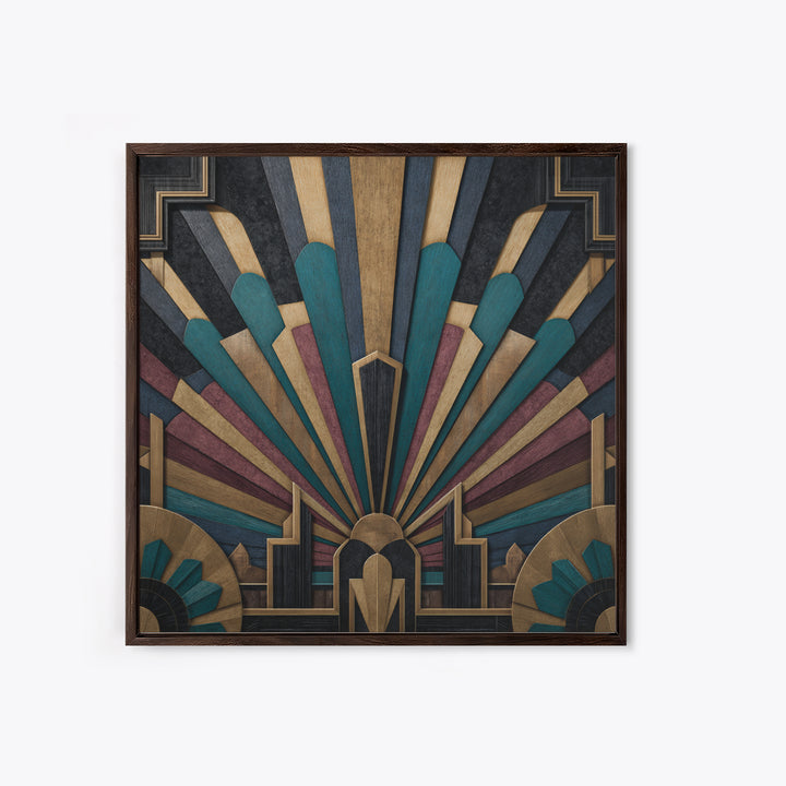 Tropical Hotel Facade Framed Canvas Print, Art Deco Art, Apartment Decor, Living Room Decor, Fine Art, Glamour, Gallery Decor, ADA-1x1-64