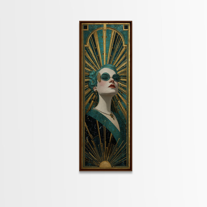 Deco Doorway Study Canvas Print, Art Deco Art, Art Deco, Living Room Decor, Oil Painting, Glamour, Art Deco Wallpaper, ADA-1x3-27