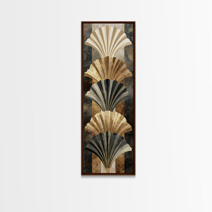 Fan Shaped Shell Motif Canvas Print, Art Deco Art, Decor, Living Room Decor, Abstract Art, Glamour, Apartment Decor, ADA-1x3-32