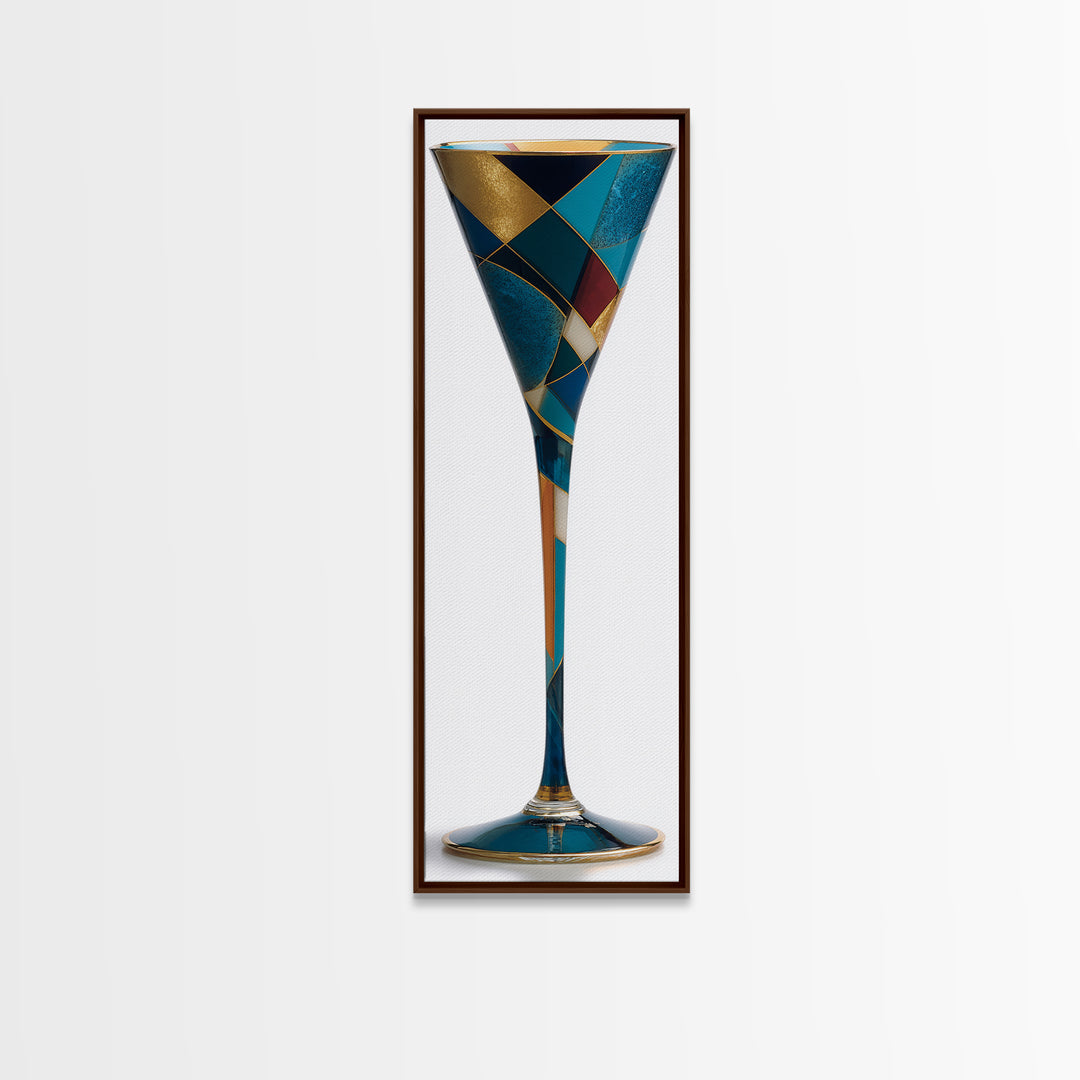 Luxury Cocktail Glass Canvas Print, Art Deco Art, Decor, Living Room Decor, Abstract Art, Glamour, Apartment Decor, ADA-1x3-65