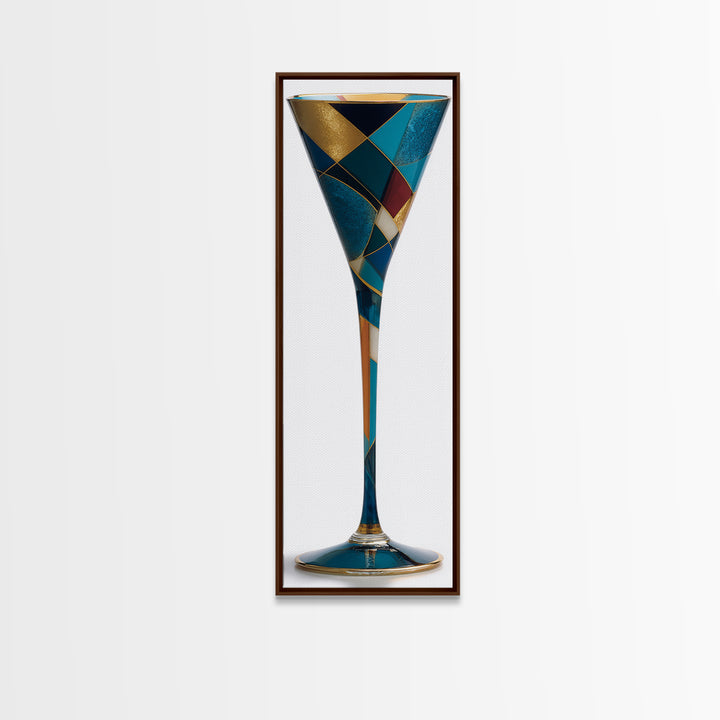 Luxury Cocktail Glass Canvas Print, Art Deco Art, Decor, Living Room Decor, Abstract Art, Glamour, Apartment Decor, ADA-1x3-65