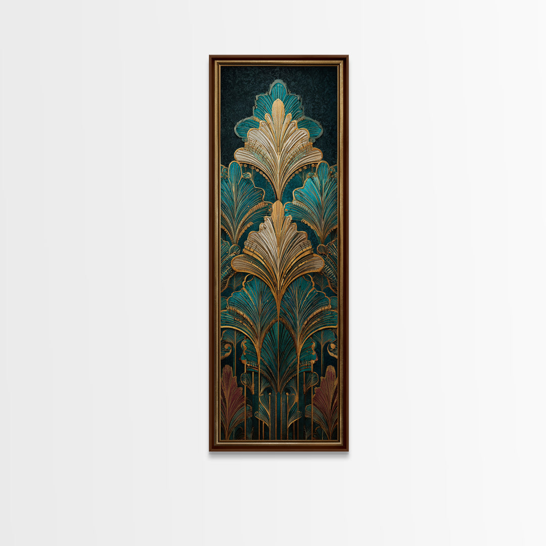Golden Palm Fronds Arranged Canvas Print, Art Deco Art, Printable Art, Living Room Decor, Fine Art, Glamour, Neutral Decor, ADA-1x3-68