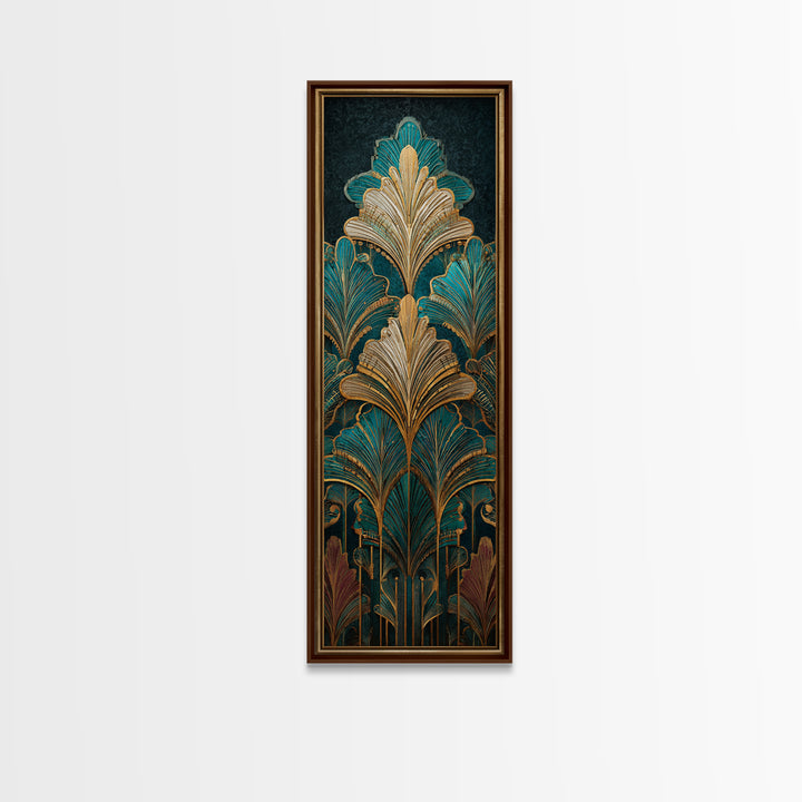 Golden Palm Fronds Arranged Canvas Print, Art Deco Art, Printable Art, Living Room Decor, Fine Art, Glamour, Neutral Decor, ADA-1x3-68