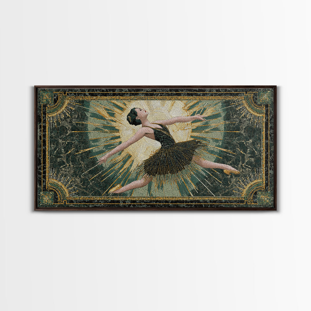 Deco Dancer in Beaded Dress and Angular Framed Canvas Print, Art Deco Art, Room Decor, Living Room Decor, Fine Art, Glamour, ADA-2x1-75