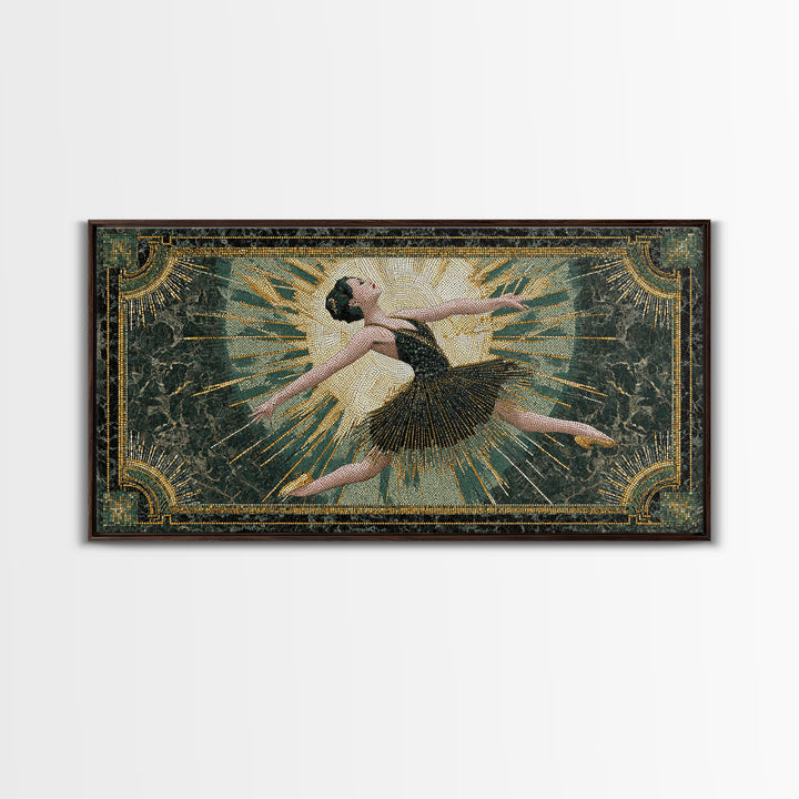 Deco Dancer in Beaded Dress and Angular Framed Canvas Print, Art Deco Art, Room Decor, Living Room Decor, Fine Art, Glamour, ADA-2x1-75