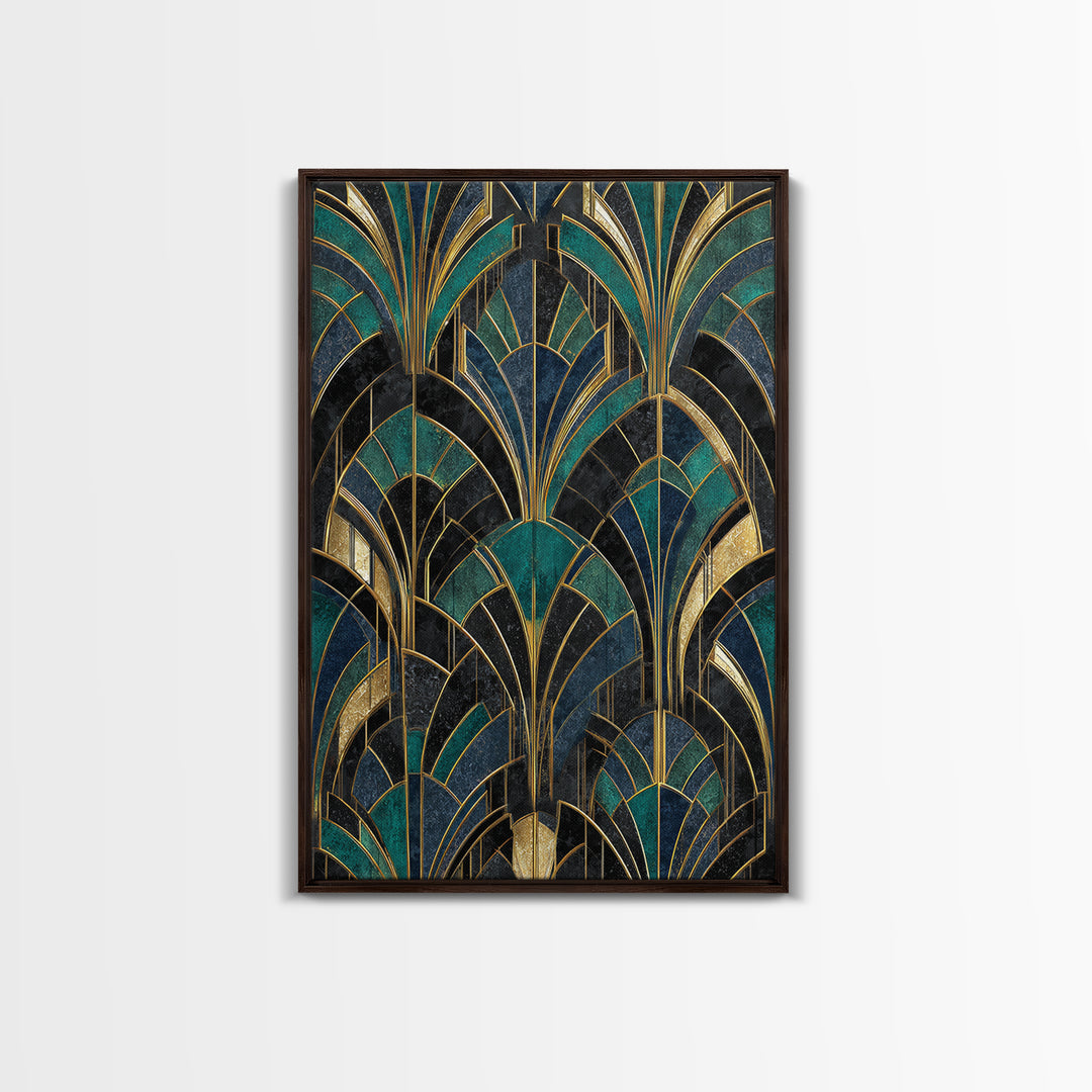 Black and Gold Sunburst Pattern Canvas Print, Art Deco Art, Contemporary Art, Living Room Decor, Glamour, Mid Century Modern, ADA-2x3-10