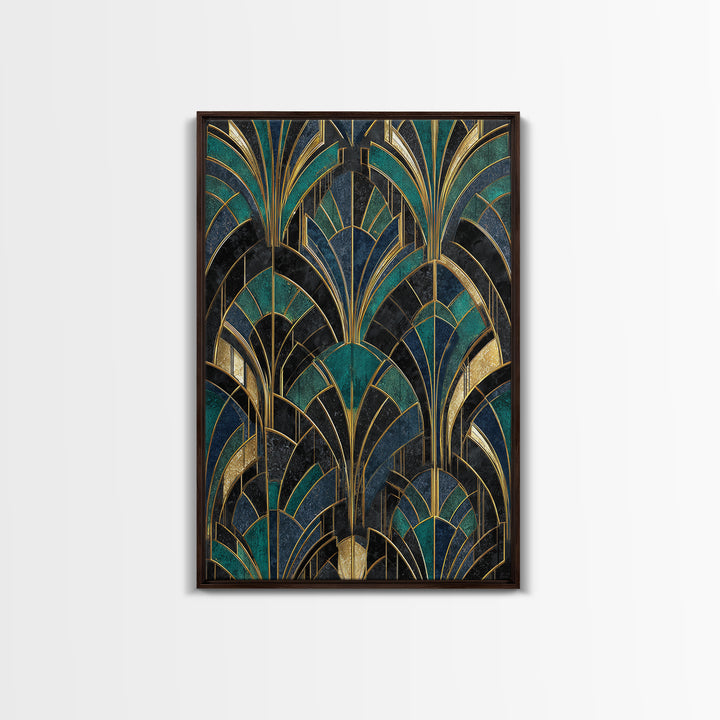 Black and Gold Sunburst Pattern Canvas Print, Art Deco Art, Contemporary Art, Living Room Decor, Glamour, Mid Century Modern, ADA-2x3-10