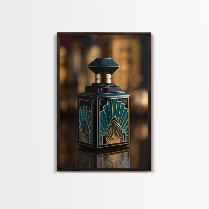 Ornate Perfume Bottle Framed Canvas Print, Art Deco Art, Home Decor, Living Room Decor, Fine Art, Glamour, Boho, Art Nouveau, ADA-2x3-18