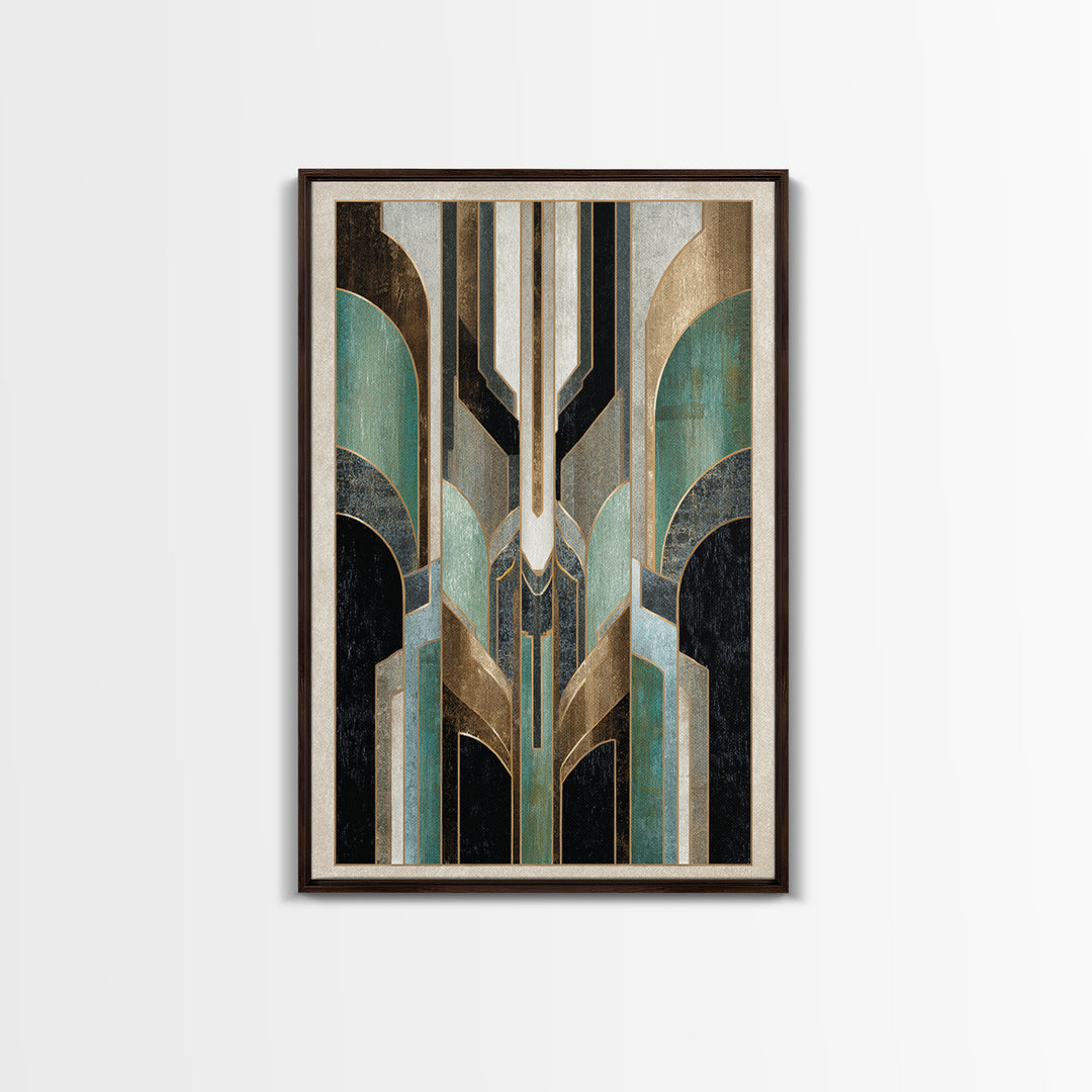 Abstract Stepped Arches Framed Canvas Print, Art Deco Art, Printable, Living Room Decor, Abstract Art, Glamour, ADA-2x3-98