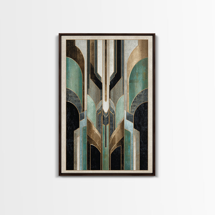 Abstract Stepped Arches Framed Canvas Print, Art Deco Art, Printable, Living Room Decor, Abstract Art, Glamour, ADA-2x3-98