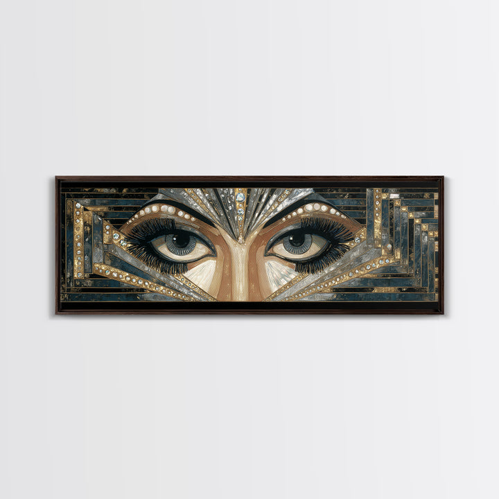Flapper Portrait with Pearl Strands and Dramatic Canvas Print, Art Deco Art, Digital Art, Living Room Decor, Fine Art, Glamour, ADA-3x1-78