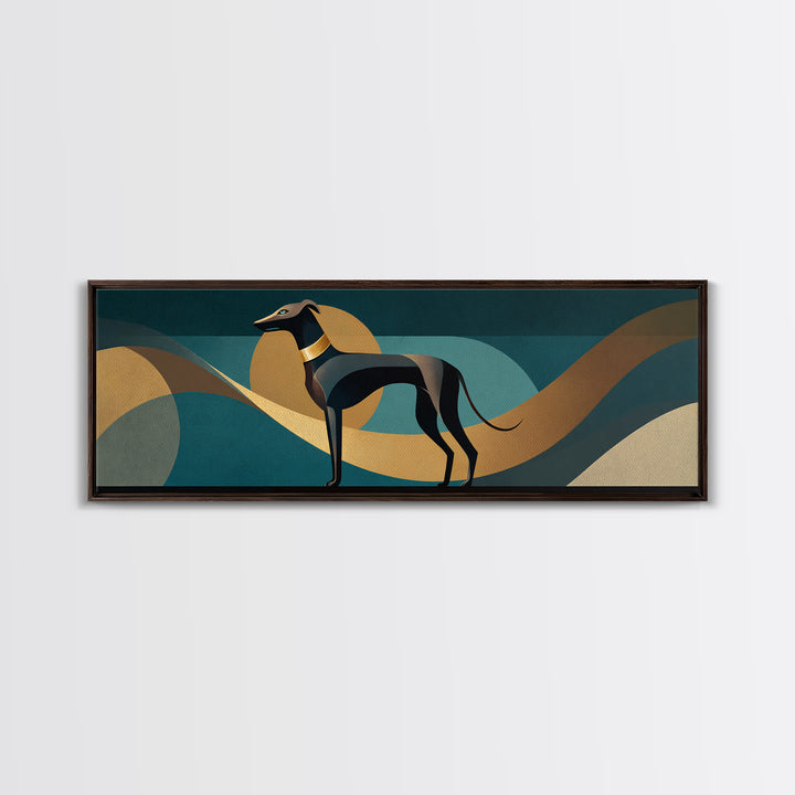 Elegant Greyhound Silhouette Framed Canvas Print, Art Deco Art, Gallery Wall Art, Living Room Decor, Fine Art, Glamour, ADA-3x1-81