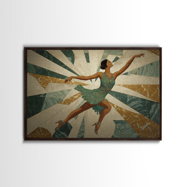 Deco Dancer in Beaded Dress and Angular Canvas Print, Art Deco Art, Modern Decor, Living Room Decor, Fine Art, Glamour, ADA-3x2-11