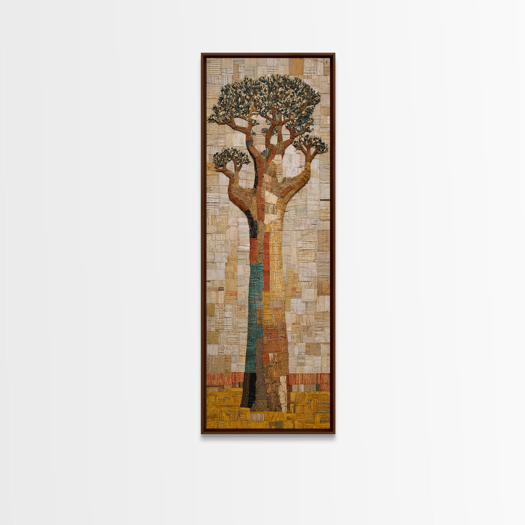 Textured Neutral Baobab Tree, African Wall Art, Beige Motherland Decor, Modern Safari Landscape, Framed Canvas Print Gift