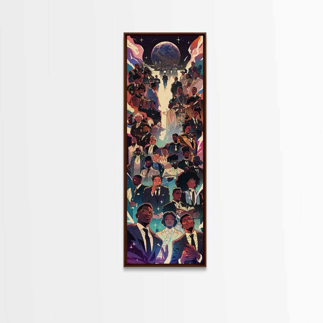 Regal Black Family Gathering Under Moonlit Sky, Wall Art, African American Art Print, Afrocentric Culture Home Decor Gift
