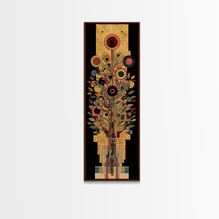 Gold Botanical African Tree Of Life Canvas Print, Geometric Floral Wall Decor, Elegant Afrocentric Art For Living Room Decor