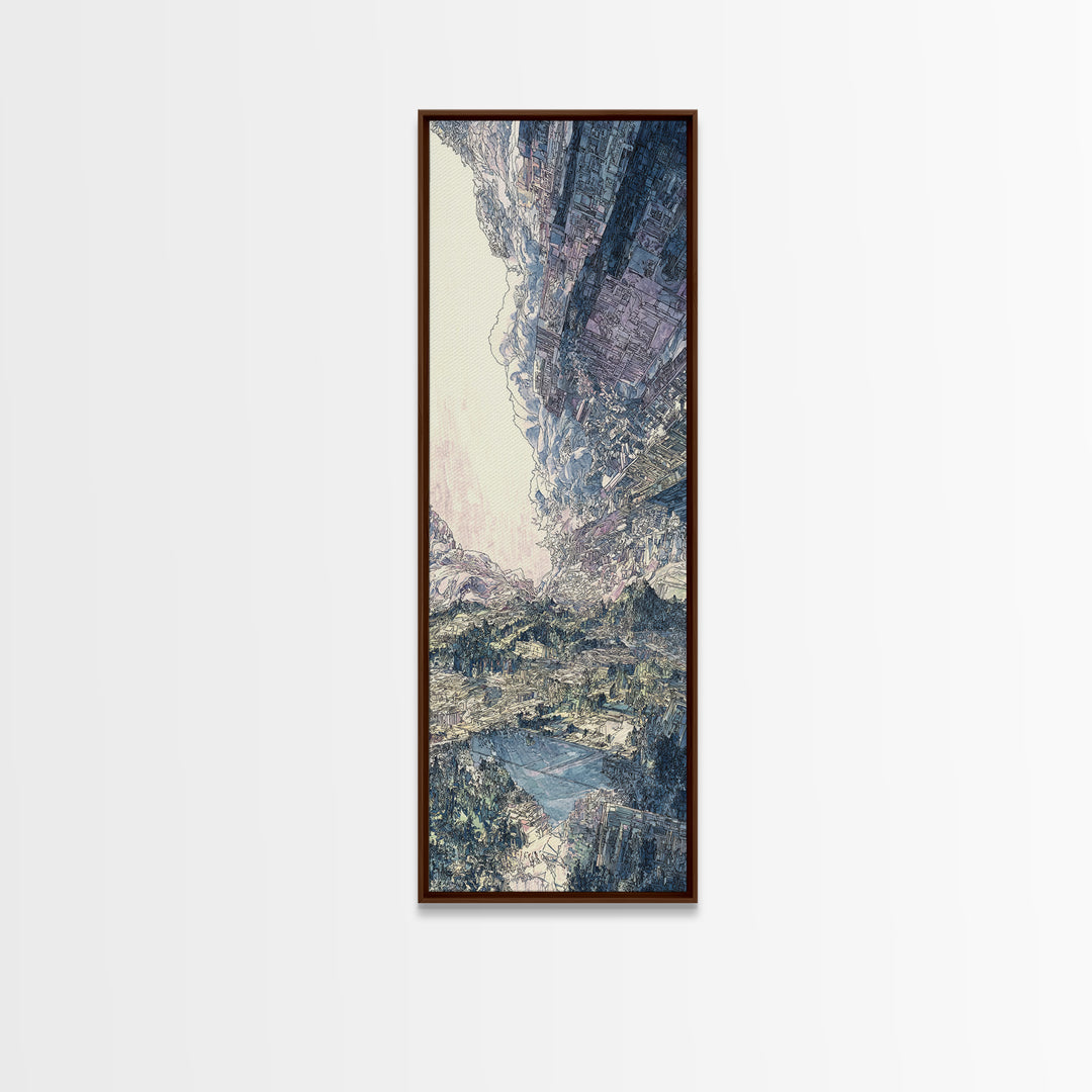 Snowy Alpine Valley Landscape Wall Art, Mountain Nature Canvas Decor, Large Living Room Art, Dreamy Blue Home Decor Gift