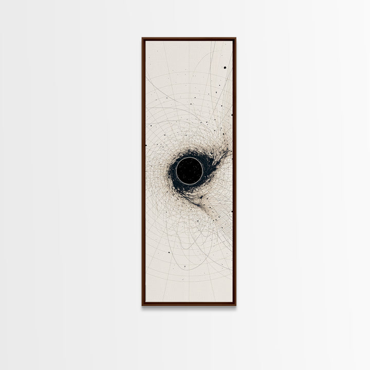 Minimal Black Singularity With Orbital Lines Wall Art, Abstract Canvas Print, Modern Minimalist Decor, Geometric Art Gift