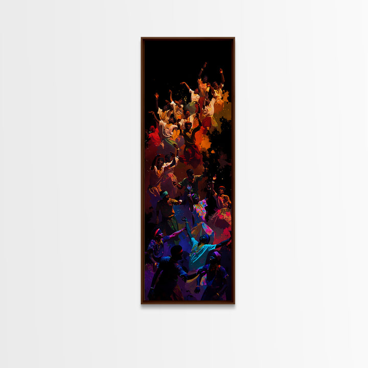 Joyful African Celebration Dance Wall Art, Colorful Afrocentric Canvas, Black Culture Art Print, Vibrant Home Decor Gift