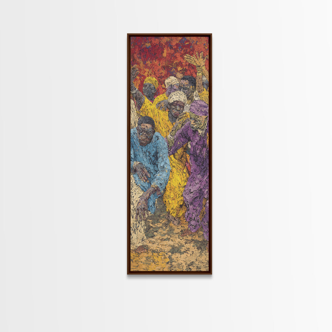 Vibrant African Festival Crowd Wall Art, Colorful Dance Canvas Print, Afrocentric Black Culture Statement Home Decor Gift