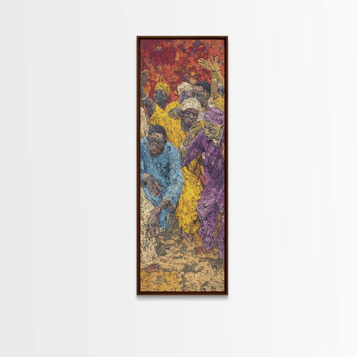 Vibrant African Festival Crowd Wall Art, Colorful Dance Canvas Print, Afrocentric Black Culture Statement Home Decor Gift
