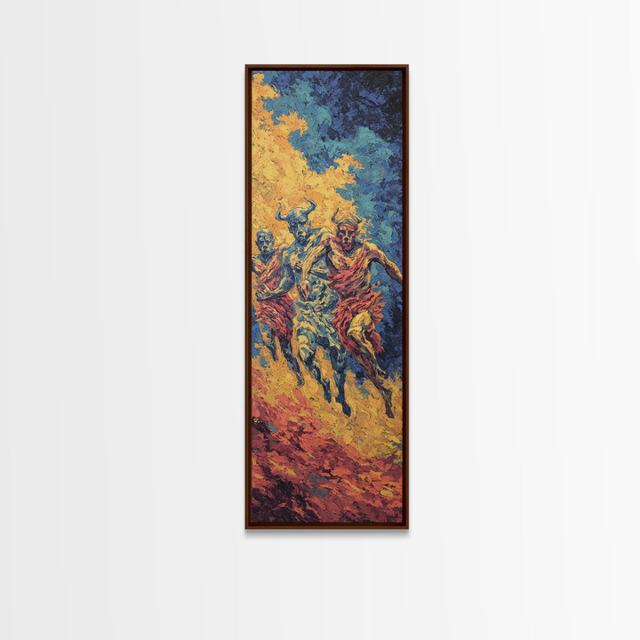 Colorful African Runners In Dust Canvas Print, Modern African Art Wall Art, Vibrant Tribal Decor, Dynamic Cultural Art Gift