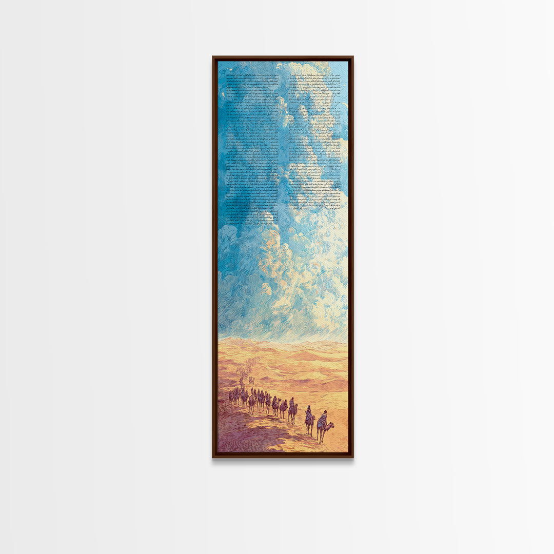 Sahara Caravan Under Giant Blue Sky Wall Art, African Desert Landscape, Nomad Travel Decor, Motherland Canvas Gift For Living Room