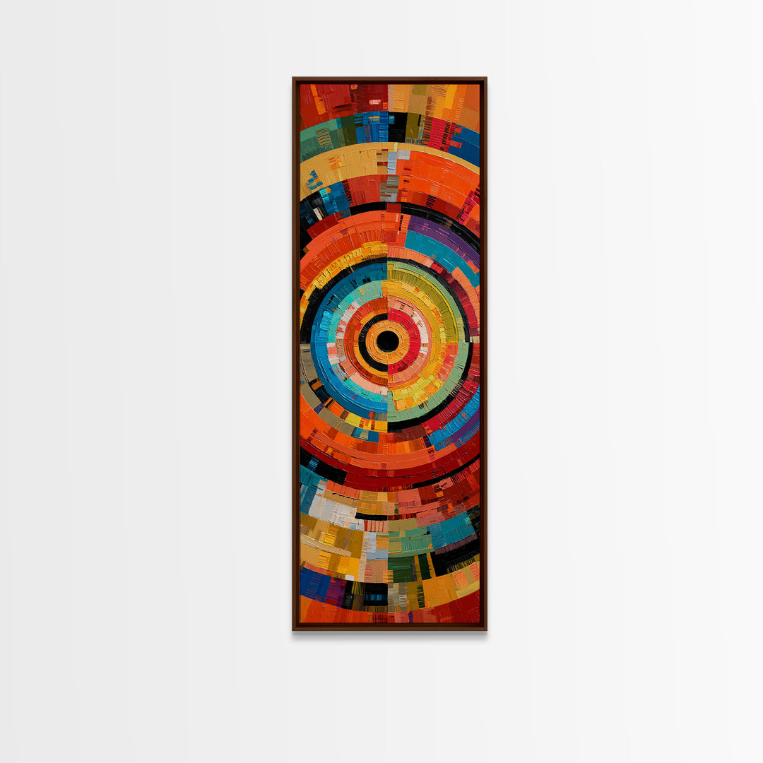 Colorful Concentric Mosaic Circle Canvas Print, African Abstract Art, Modern Geometric Wall Decor, Bold Statement Art Gift
