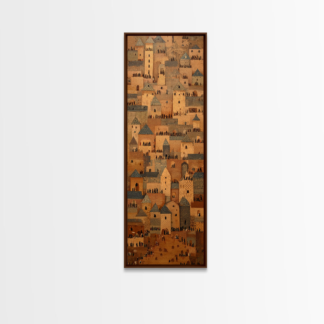 Sahel Mud Brick Village Wall Art, African Architecture Canvas Print, Earth Tone Cultural Decor, Tribal Cityscape Artwork