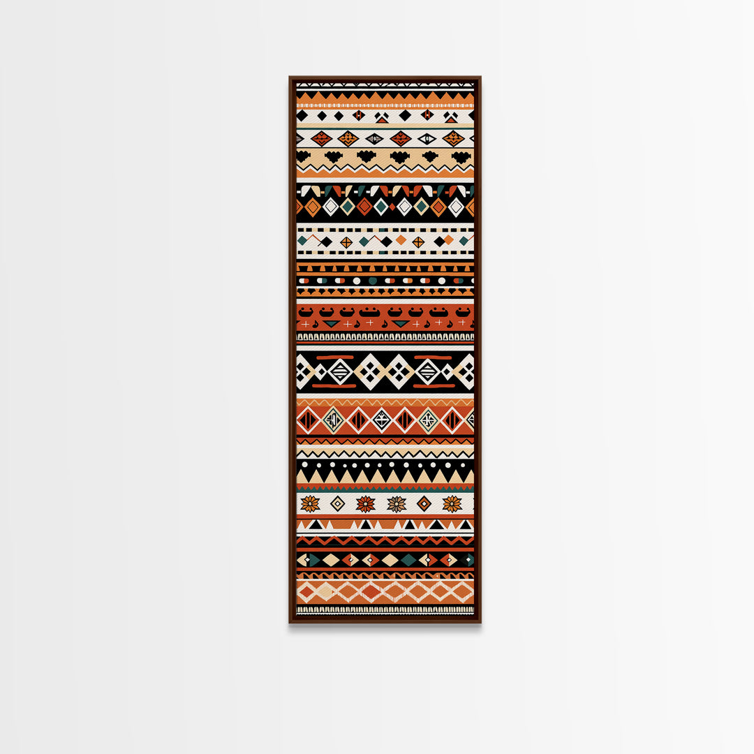 Orange Black And Teal African Patterns Wall Art, Tribal Textile Print, Ankara Inspired Decor, Boho Cultural Home Decoration