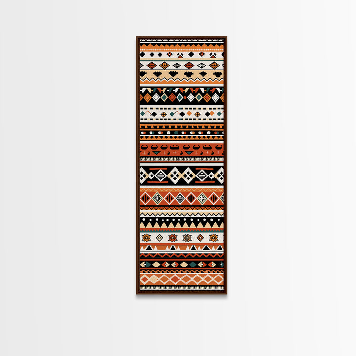 Orange Black And Teal African Patterns Wall Art, Tribal Textile Print, Ankara Inspired Decor, Boho Cultural Home Decoration