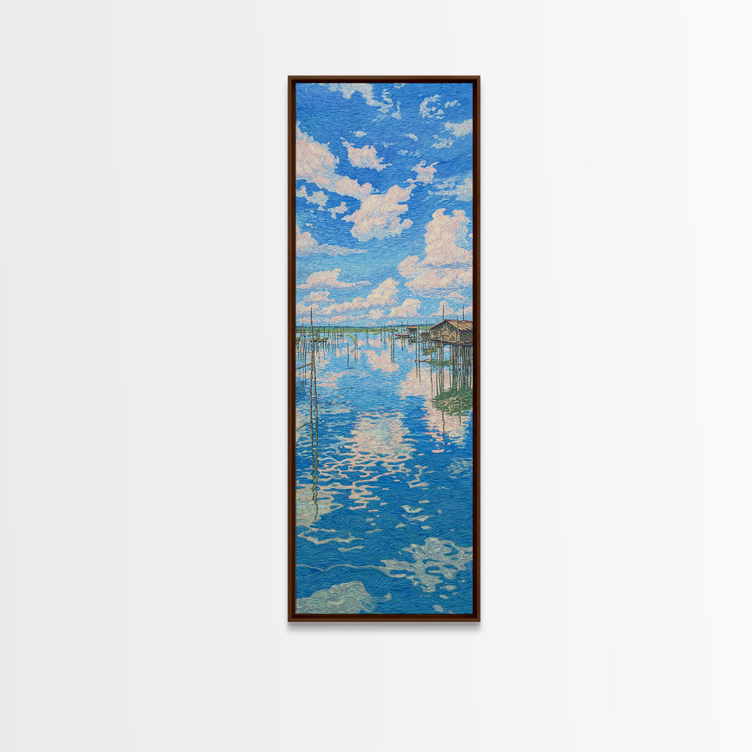 Sunlit African Lake Reflections Wall Art, Blue Landscape Canvas Print, Coastal Travel Poster, Peaceful Home Decor Gift Idea
