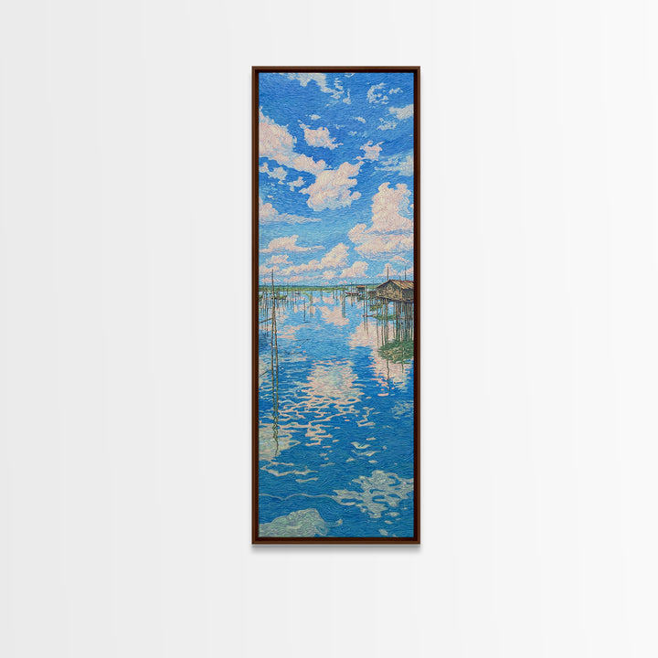 Sunlit African Lake Reflections Wall Art, Blue Landscape Canvas Print, Coastal Travel Poster, Peaceful Home Decor Gift Idea