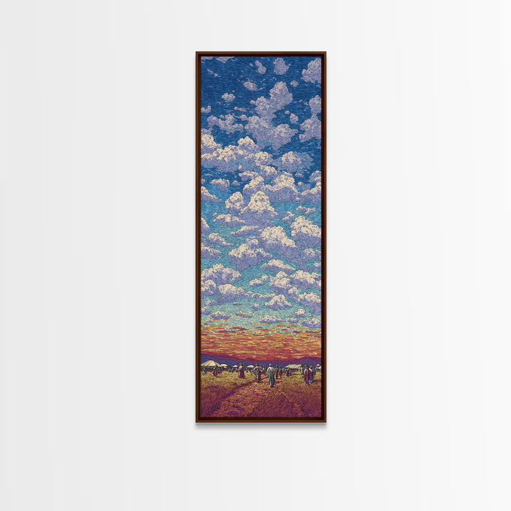 Sunset Cloud Prairie Landscape Framed Canvas Print, Dreamy Sky Wall Art, Nature Scene Art For Living Room Decor, Housewarming Gift