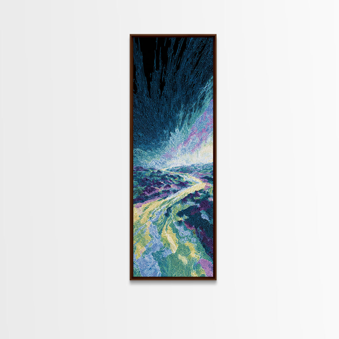 Blue Cosmic River Abstract Canvas Print, Mystical Wall Art, Modern Psychedelic Landscape, Unique Home Decor Gift For Him