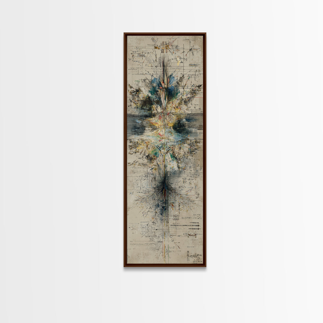 Architectural Geometry Abstract Wall Art, Blueprint Style Canvas Print, Modern Minimalist Office Decor, Statement Gift For Him