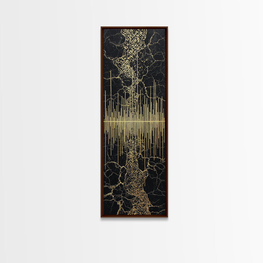 Black And Gold Abstract Soundwave Wall Art, Luxury Canvas Print, Modern Geometric Decor, Elegant Statement Home Decor Gift