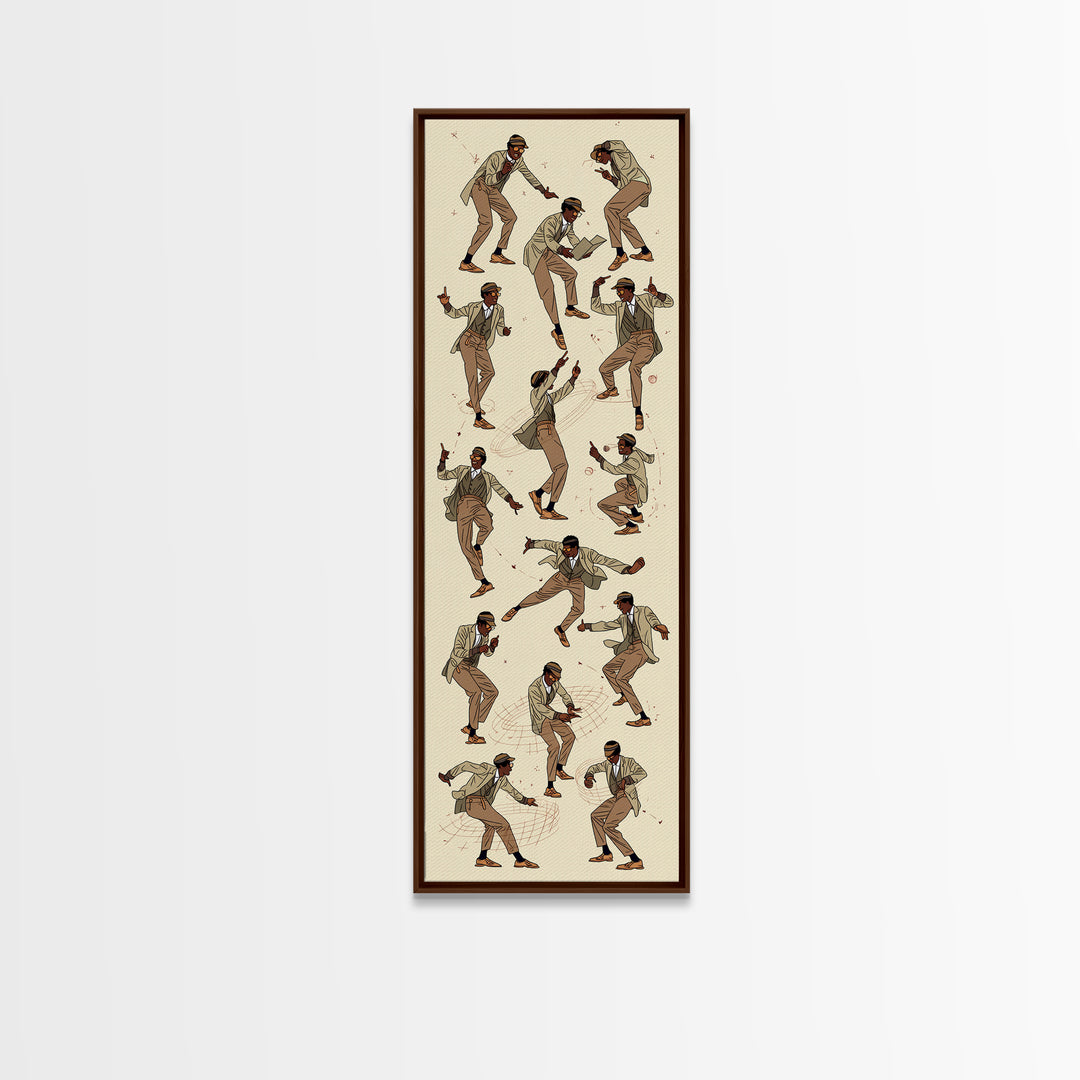Stylish Dancing Black Man In Beige Suit, Jazz Movement Wall Art, African American Art Print, Fashion Home Decor Gift For Him
