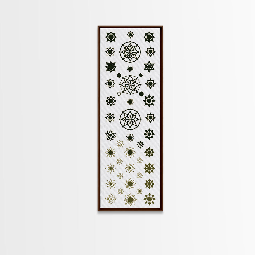 Sacred Geometry Star Pattern Canvas Print, Gold Green Mandala Wall Decor, Minimalist Art, Spiritual Wall Art, Boho Decor