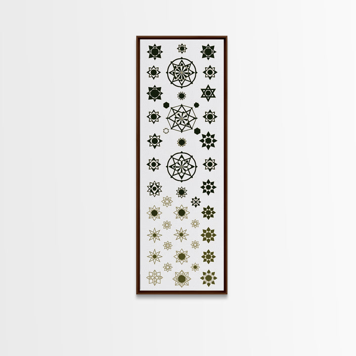 Sacred Geometry Star Pattern Canvas Print, Gold Green Mandala Wall Decor, Minimalist Art, Spiritual Wall Art, Boho Decor
