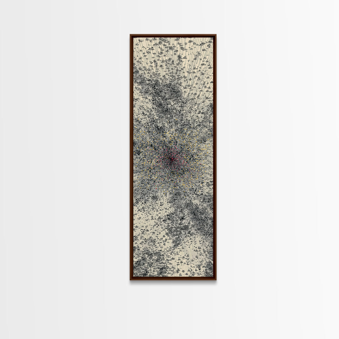 Abstract Cream Black Energy Burst Wall Art, Red Gold Center, Modern Abstract Art, Textured Art Print, Statement Wall Decor