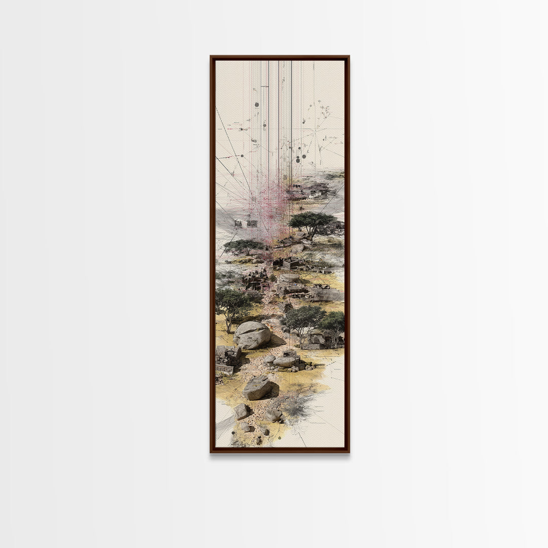 Minimal Acacia Savanna Abstract Landscape Wall Art, African Safari Print, Earth Tone Modern Canvas Decor, Unique Office Decor