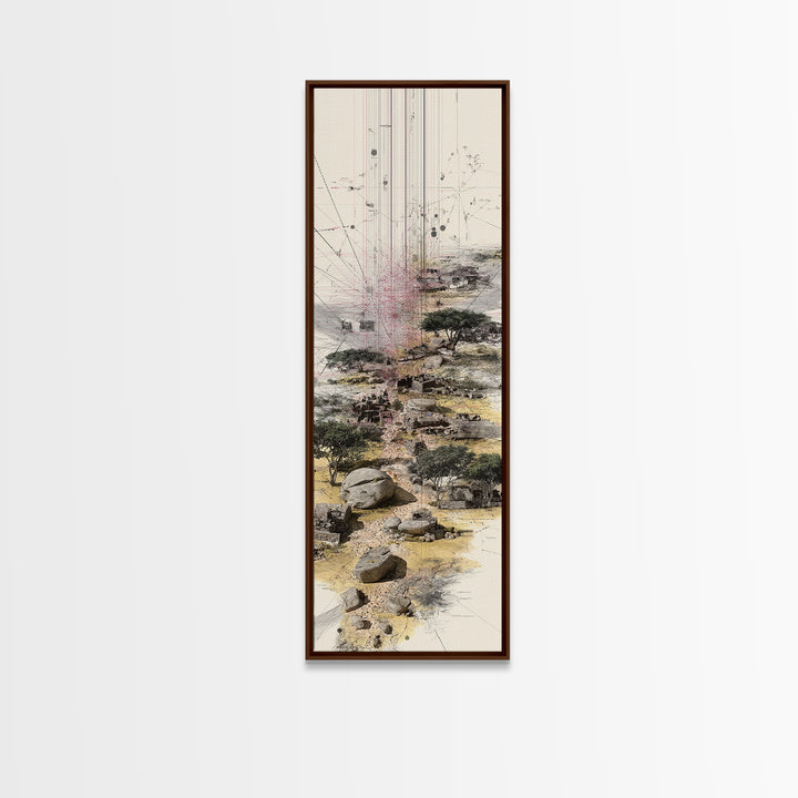 Minimal Acacia Savanna Abstract Landscape Wall Art, African Safari Print, Earth Tone Modern Canvas Decor, Unique Office Decor