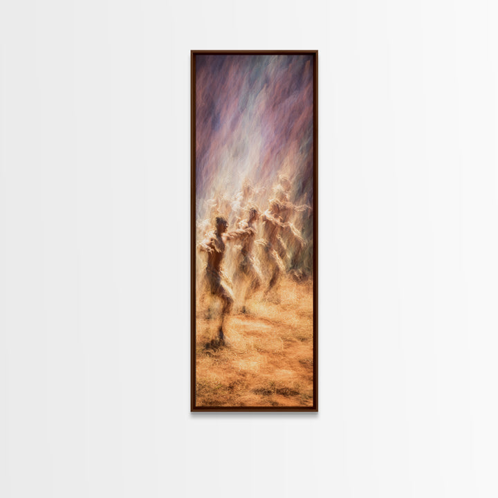 Glowing African Dancers In Dust Wall Art, Spiritual Cultural Art Print, Warm Earth Tone Canvas For Bohemian Home Decor Gift