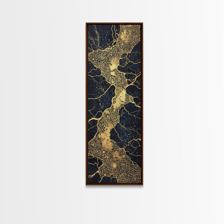 Black And Gold River Veins Wall Art, Abstract Geometric Texture, Luxury Canvas Decor, Modern Office Decor, Statement Gift