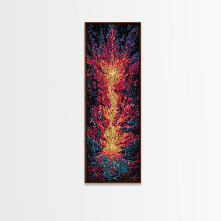 Exploding Fire Waterfall Wall Art, Vivid Red Orange Abstract Canvas Print, Dramatic Nature Scene Art, Large Decor Art Gift For Home