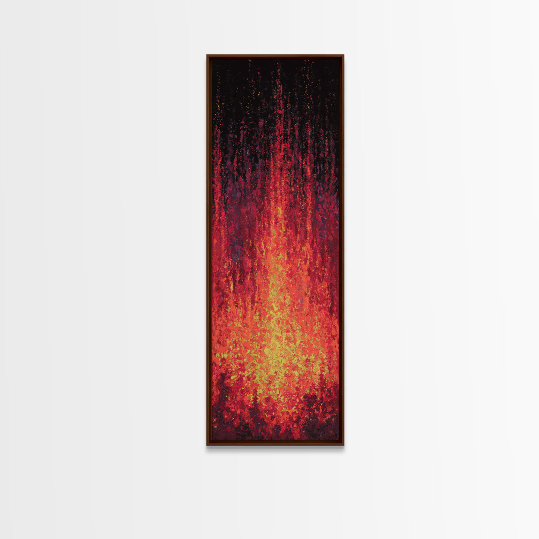 Blazing Red Orange Firefall Abstract Wall Art, African Inspired Canvas Print, Modern Black Decor, Statement Home Decor Gift