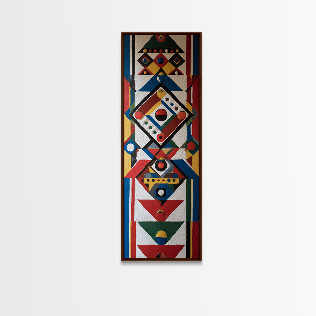 Colorful Geometric Tribal Mask Wall Art, African Abstract Canvas Print, Afrocentric Pattern Decor, Modern Boho Home Gift
