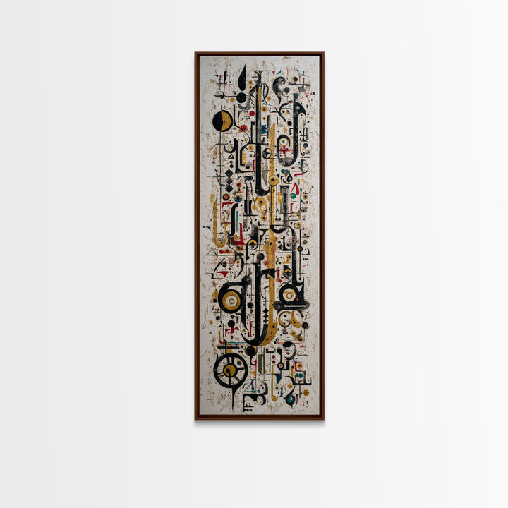Abstract African Geometric Symbols Wall Art, Modern Canvas Print, Tribal Line Art Decor, Gold Black Contemporary Poster Gift
