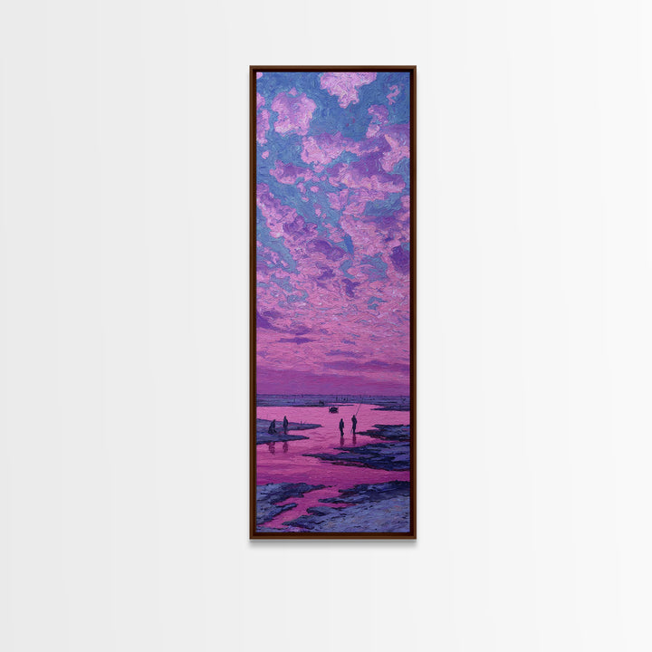 Pink Purple Coastal Sunset Sky Wall Art, Dreamy Canvas Print, Serene Beach Landscape Decor, Modern Large Living Room Gift